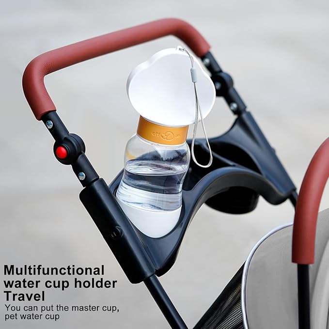 4 Wheels Dog Stroller Folding Pet Strolling Cart for Small Medium Cats Puppies, Dog Stroller, Portable Jogger Travel Camping Puppy Carrier with Storage Basket Cup Holder 1 Set