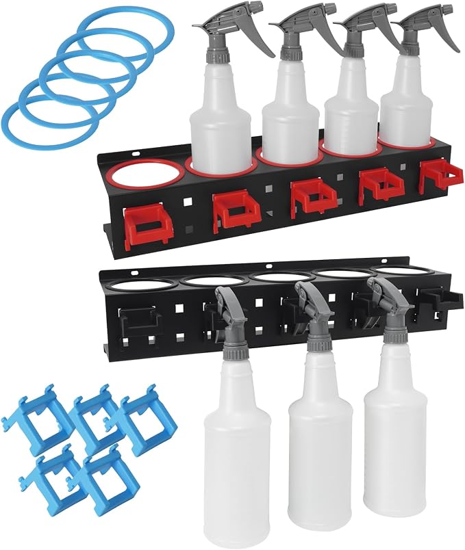 Spray Bottle Holder Rack Spray Can Organizer Storage Wall Mount 21” | Metal Workshop Kitchen Warehouse Garage Organization