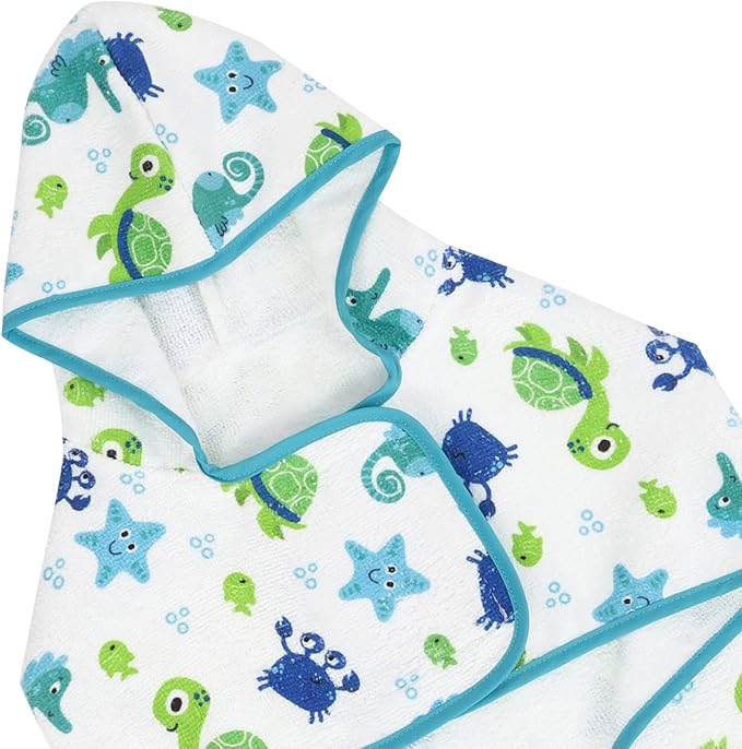 HDE Dog Bathrobe Super Absorbent Quick Drying Puppy Towel Wrap Coat Adjustable After Bath Robes with Hood for Dog Sizes S-XXL Sea Animals S