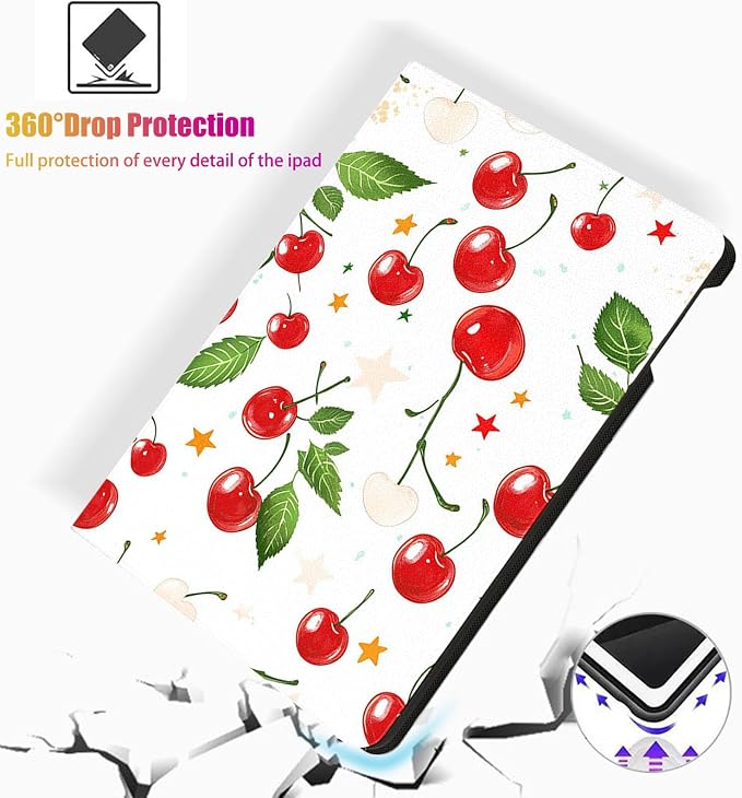 for Microsoft Surface Pro 11/10/9-13" 2024/2022 Tablet Case,Auto Wake/Sleep,Adjustable Stand Protective Cover - Cherry Star Pattern