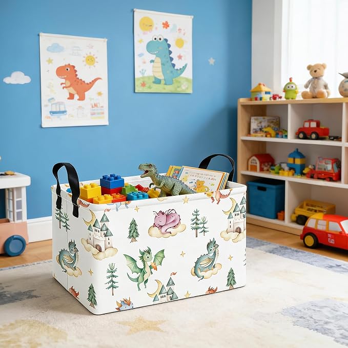 Rectangular Dragon Storage Basket | Gifts Bag for Toys,Books,Clothes,Gifts,Pets-Perfect for Home,Office,Nursery,Dorm,Shelf