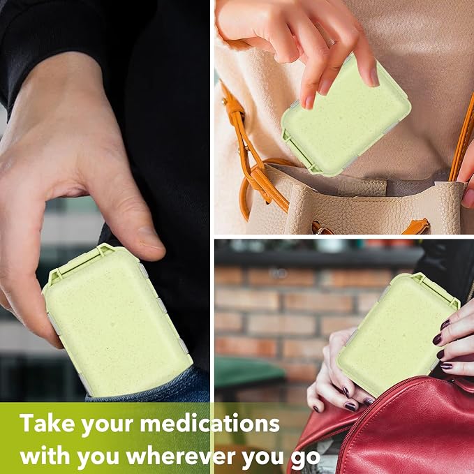 Large Travel Pill Organizer with 189 Labels, Travel Pill Box Pill Case with Labels 7 Day Travel Medicine Organizer Purse Accessories (Yellow, 1 Pack)