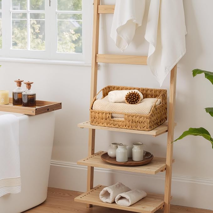 GRANNY SAYS Wicker Storage Basket for Shelves, Large Wicker Basket | Wicker Storage Baskets for Pantry, Open Front Basket for Shelves, Kitchen Storage Baskets, Decorative Basket for Home Decor