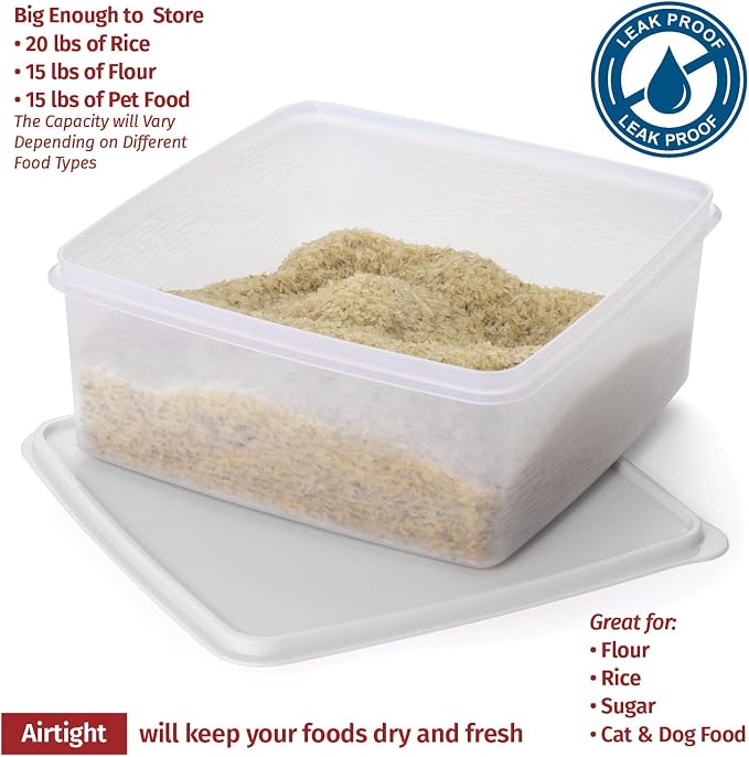 Plastic Storage Containers with Lids - 11L Airtight Bins Clear Stackable Organizing Bins for Food, Pet Food, Rice, Toy Storage, Garage, Pantry