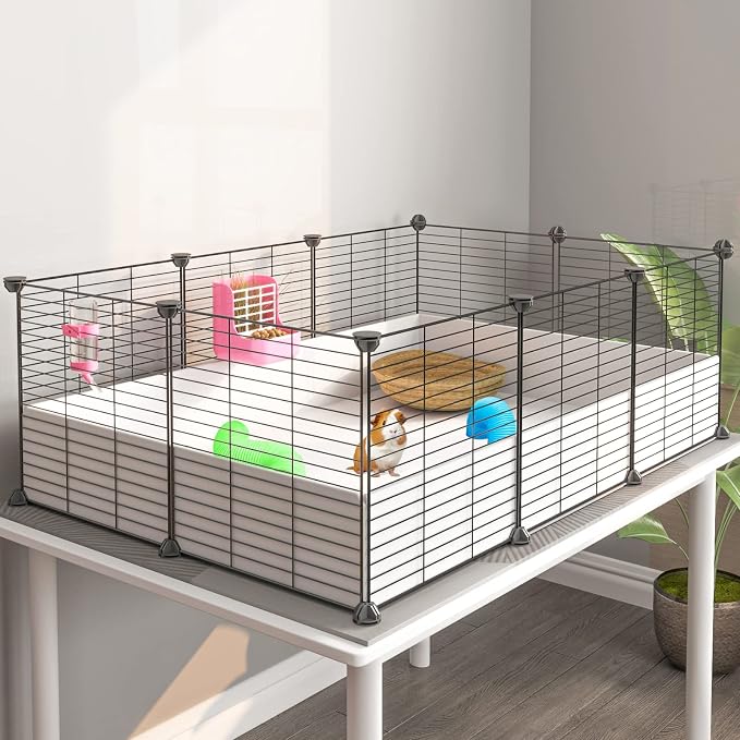 Oneluck Guinea Pig Cage, Indoor Habitat with Waterproof Plastic Bottom, Playpen for Small Pet Bunny, Turtle, Hamster, Partition cage