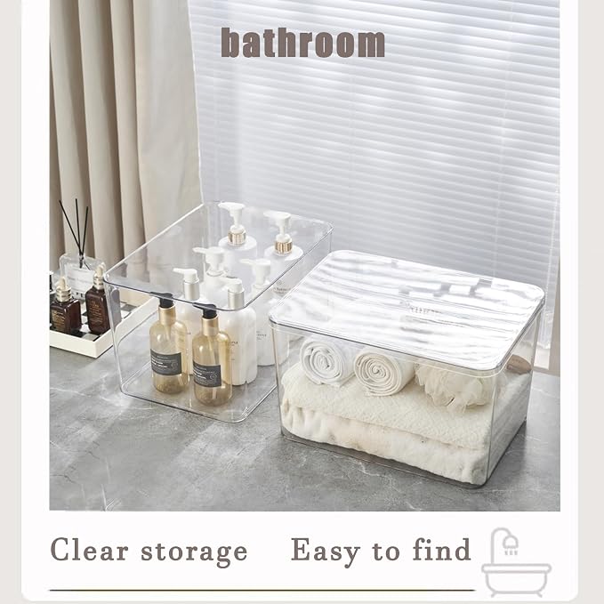 Clear plastic storage bins with LIDS,storage containers for snacks, cosmetics, books, dog food, Storage Organizer for Nursery，Kitchen, Living room,Bedroom, Bathroom, Office (clear, 3XL)