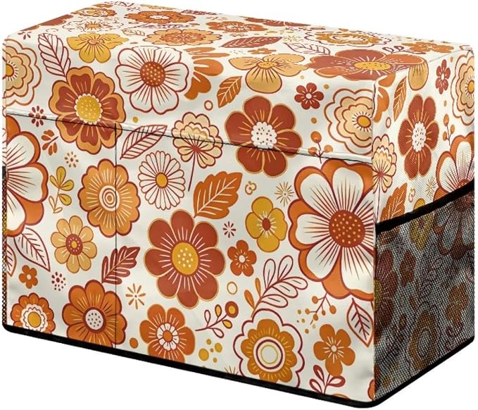 Sewing Machine Cover with Storage Pockets,Retro Flowers Print | Dust & Pet Hair Protection,Fits Standard Singer, Brother and Janome Machines, Protecting & Decorating Your Sewing Space
