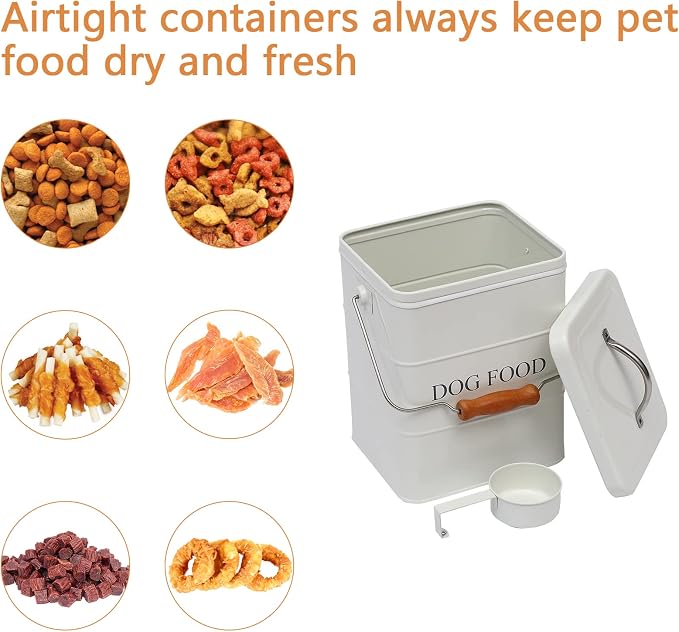 Geyecete Dog Treats tin and dog Food Storage Tin with Lid & with Spoon for dog Food Storage, Medium Pet Food Storage Can-Dog Food