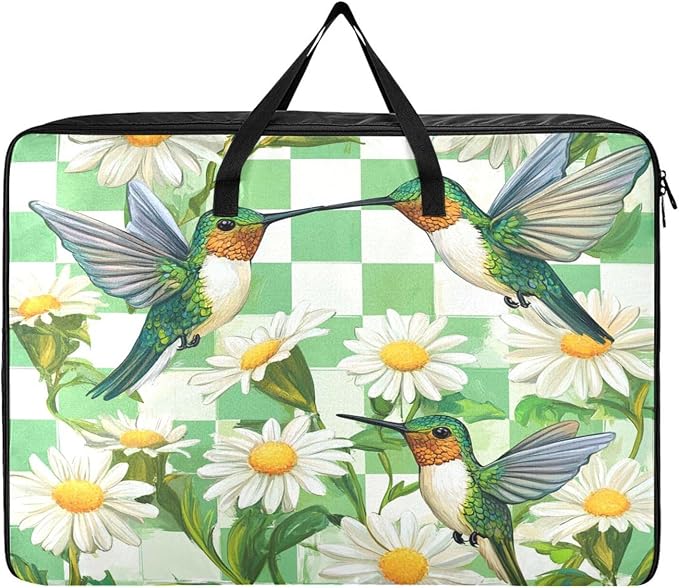Comforter Storage Bags Large Folding Blanket Organizer Bag with Strong Handles Clear Window Closet Storage Containers for Clothes King Queen Pillows Bedding Quilt Duvet Checkered White and Gree