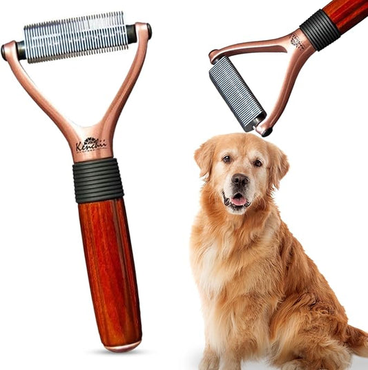 Kenchii Luxury Pet Grooming Rake - 40 Teeth - Enhance Your Pet's Coat with Precision - Metal, Short hair, Long or Double coat, Manual, Professional Precision, Durable Construction