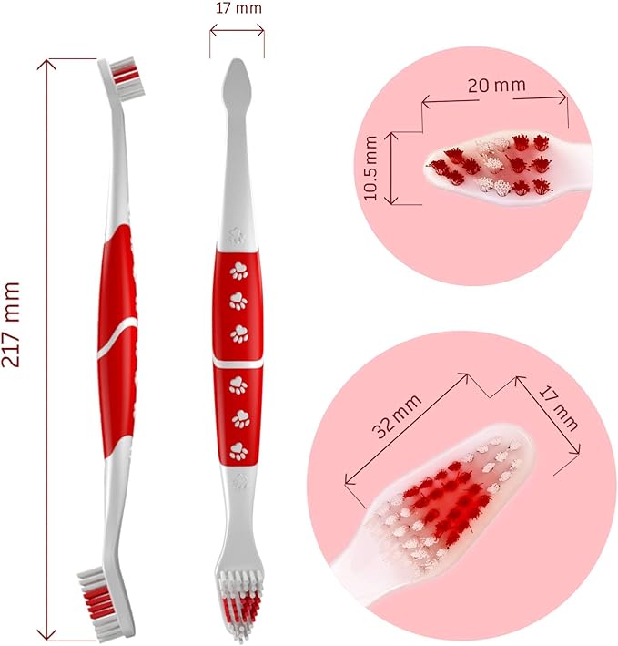 Pet Toothbrush for Dogs, Cats with Soft Bristles - Easy Teeth Cleaning & Dental Care, Non Slip Dual Head Dog Toothbrush for Medium & Large Pets, Toothpaste Not Included (Pack of 1 Blue)