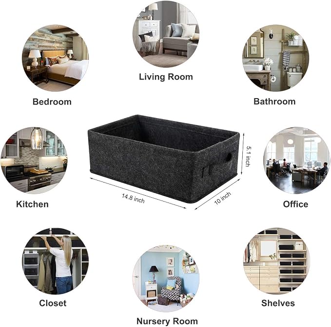 Long Gray Storage Baskets Narrow Storage Basket Organizer Storage Bins for Small Toys Keys Make Up Hair Cosmetic Drawer Home Decor Storage Basket Decorative Storage Bin