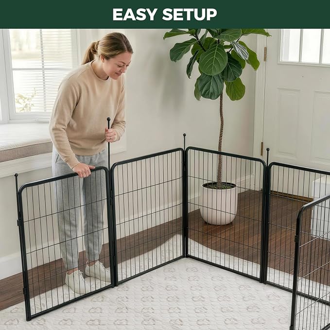 FXW Rollick Dog Playpen with Washable Pee Pad, 32"H, 8 Panels | Heavy-Duty & Easy setup Play Area, Super Absorbent Pad for Easy Cleanup, For Small & Medium Dogs, Patented