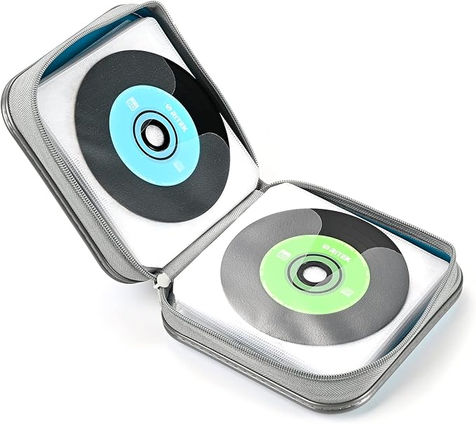 UENTIP DVD Case,48 Capacity CD Case Portable Holder,For Car Home Travel | CD Holder DVD Case, Smooth Double Zipper, Hard Plastic Shell, Scratch-Resistant, Slip-Resistant Tab, Blu-ray/CD/DVD Storage