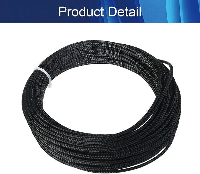 Jutagoss PET Expandable Braided Cable Sleeve, 32.8ft - 1/8 inch Black Cable Management Sleeve, Wire Loom Tube Cord Protector for USB Cable, Power Cord, Audio Video and More, 1Pc