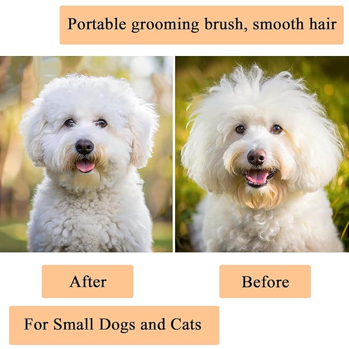 Dog Grooming Brush, Soft Puppy Massage Brush, Pet Hair Bathing Brush Comb, Hangable Grooming Tool for Poodles, Teddy, Yorkies, Maltese, Shih Tzu, Chihuahua (Orange)