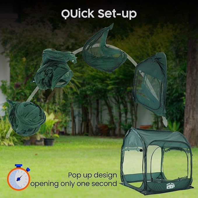 ANC POP Portable Chicken Run, Pop Up Chicken Tent for Small Animals Outdoor Gardening Net with 3 Doors and Handbag, Easy to Install and Storage, Green (40 x 40 x 45)