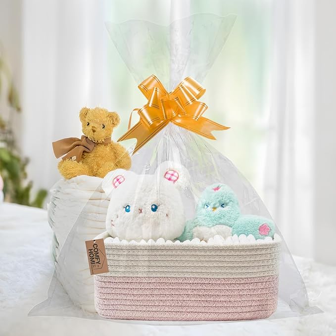COMFY-HOMI 11.5"x7.5"x4.7" Storage Baskets for Organizing | Cotton Rope Woven Basket | Toy Storage Bin Box | Basket for Shelves, Closet Organizer Bin, Decorative Closet Shelf, 1 Pack