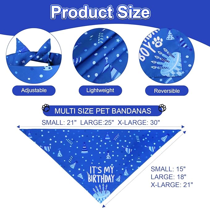 Blue Dog Birthday Party Supplies with Hat Bandana Numbers | Dog Birthday Set for XLarge Large Boy Pets Puppy Cats