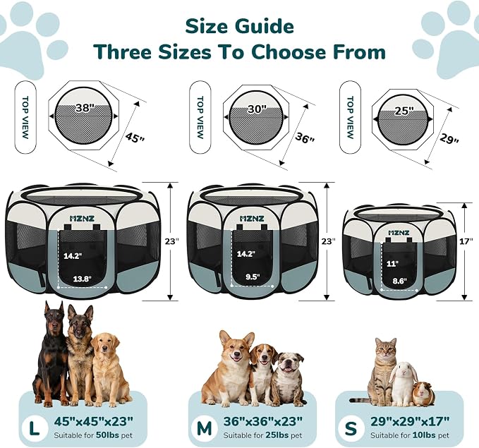 Dog Cat Playpen, Portable Puppy Pet Crate Indoors for Small/Medium Dogs Cats Rabbits, Foldable Dog Cage Enclosure for Outdoor, Pop Up Dogs Tent Kennel with Carrying Case, Grey