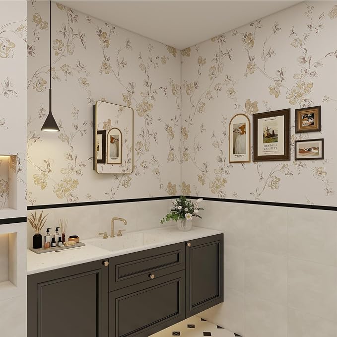 16x24 in Brushed Gold Medicine Cabinet with Mirror for Bathroom, Gold