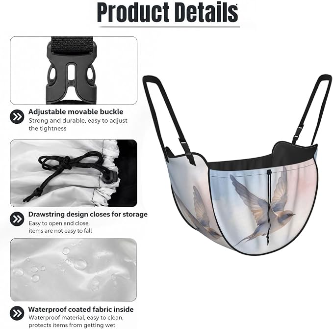 Bird Wash Art Car Seat Organizer-Backseat Storage Bag for Travel | Waterproof Durable. Holds Snacks Gear Essentials. Fits Most Cars.