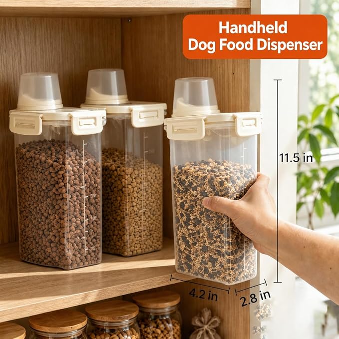 2 Lbs Small Cat Dog Food Storage Container for Bird Seed, Pet Food, 2 Pack | 2QT Versatile Dry Food Bin Portable Dispenser with Wide-Mouth Pour Spout for Rice, Flour, Cereal, Storage and Organization