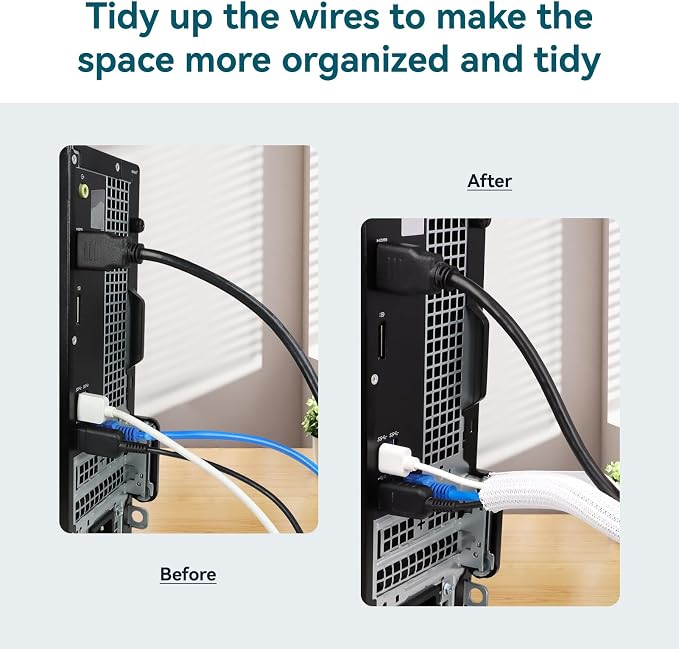 Wire Loom Tubing, 10ft Split Braided Cable Management Sleeve, Flexible Mesh Cord Protector Cable Sleeve for TV Computer (White, 5/8")