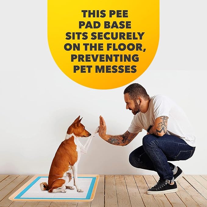 Dog Pee Pad Holder - Fits Up to 24” x 24” Pee Pad - 2 Pack - Beige | Stable Grip, Raised Edges, Quick-Wipe Silicone Surface Dog Potty Tray Holder for Indoor Flooring Protection