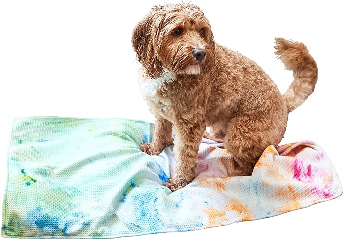 Dock & Bay Pet Towel - Super Absorbent & Quick Drying Dog Towels with Bag - 100% Recycled - Sunset Splash, Large (120x70cm, 47x27)