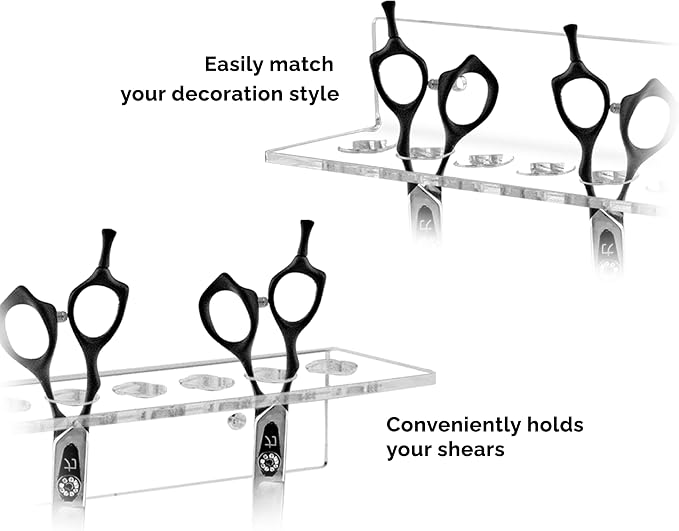 Marketing Holders Acrylic Shear Organizers Clear Wall Mount 15.75" Wide Convenient Organizer with Hanging Hardware for Professional Dog Grooming Shears 3/16" Thick