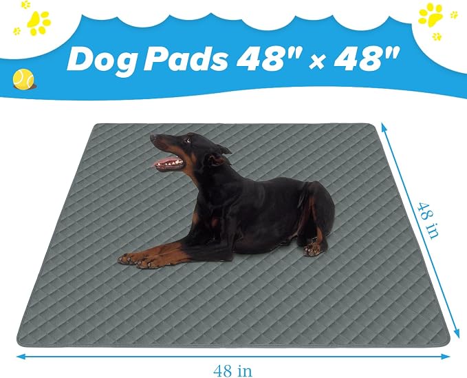 Washable Pee Pads for Dogs 48"x48" Reusable Puppy Pad Pet Training Pads, Waterproof Mat Non-Slip, Dog Pee Pad Whelping Pads Dog Mat-Playpen,Crate,Sofo,Car,Potty,Bed