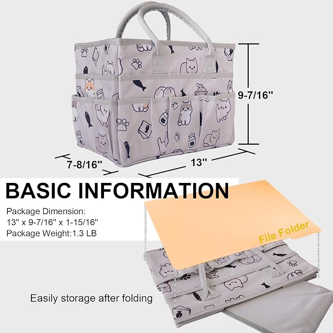 Cupohus Art Organizer Craft Storage Tote Bag with Pockets and Handles Pet | Portable Supply Storage for Sewing, Scrapbooking, Journal, Oxford Fabric Carrying Caddy for Teacher, Officer, Artist