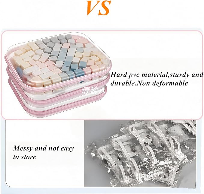 4 pcs Clear Hard Shell Zipper Case, Water-Resistant Travel Makeup Bag, Diaper Bag Organizer Pouches,Clear Toiletry Bags (Pink)