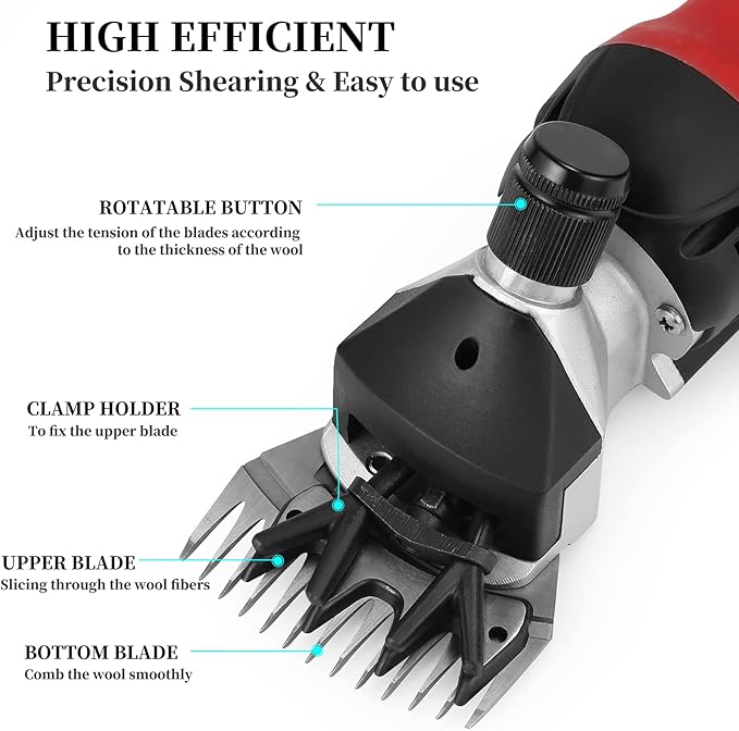 DUCKBOY Electric Sheep Clippers Heavy Duty, Professional 380W Shearing Machine for Sheep, Goats, Cattle Farm Livestock Pet, Large Thick Hair Dogs Grooming Trimmer
