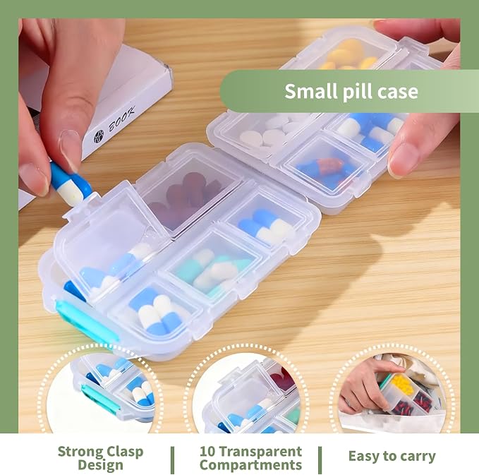 2-Pack Clear Medicine Storage Box Set with Pill Organizer | Portable Stackable with Built-in Handle, Clear View, Divided Tray, Plastic Medicine Cabinet Organizer for Home, Dorm, Travel
