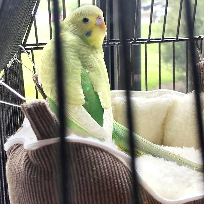 QBLEEV Bird Nest House, Parrot Winter Warm Bed for Cage Hanging Hammock | Soft plush snuggle hut tent, parrot cage accessories hideaway sleeping bed for budgie parakeet cockatiel conure lovebird