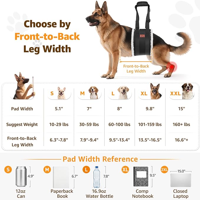 Adjustable Dog Lift Harness, Dog Sling for Large Dogs Lift Support and Rehab Harness for Weak Rear Legs, Soft Hind Leg Support Helps Senior, Injured,Disabled and After ACL Surgery Dogs(Black,X-Large) | Sturdy Support, Helps Seniors, Injured, Disabled a...