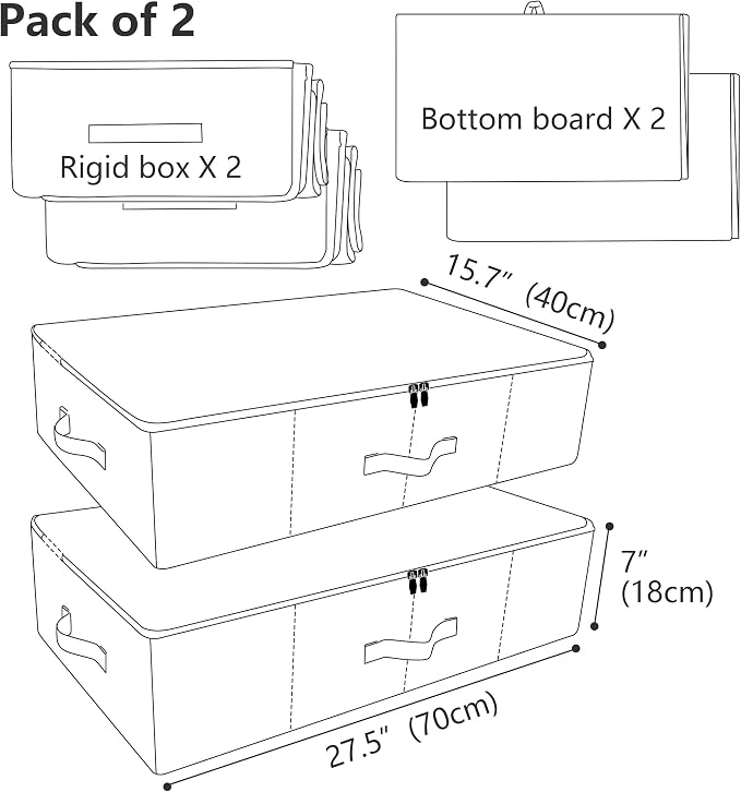 Folding Under the Bed Storage Bin with Lids, Under Bed Storage Containers | underbed storage containers,under bed storage bins, Wardrobe Closet Clothing Blanket, Shoes, Toys Organizer Containers