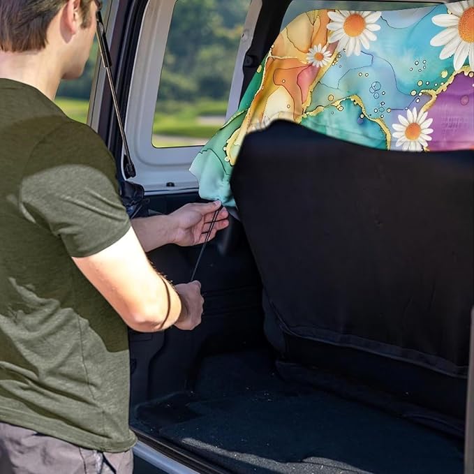 Renewold Rear Seat Towel Cover for Car Backseat Cover for Dogs Car Back Bench Seat Towel Daisy Colorful Marble Texture Travel Automotive Interior Accessories Blanket Pads for Swimming Workout Picnic