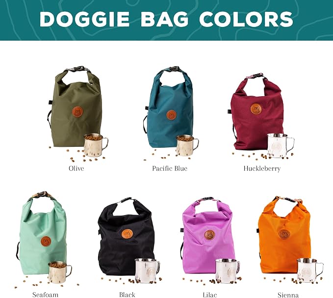 Wilderdog Doggie Bag - Water Resistant, Portable Kibble Carrier & Stainless Steel Mug - Seafoam