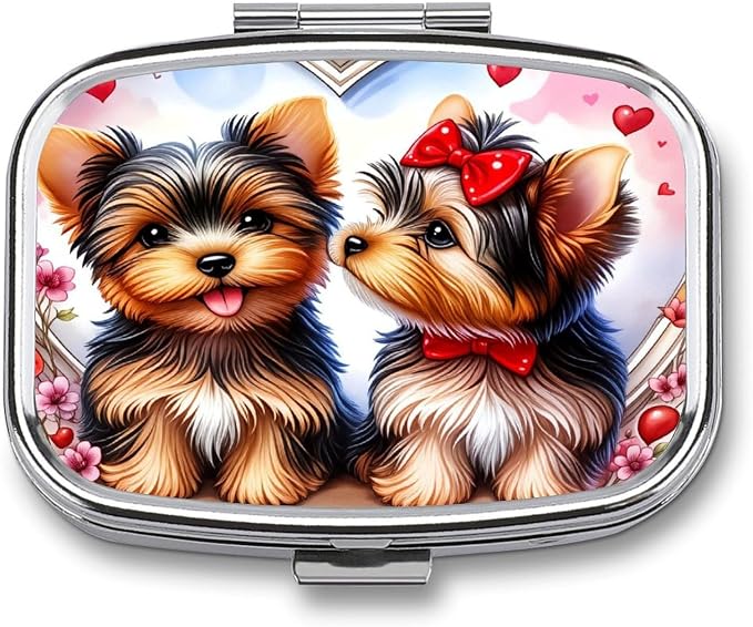 Two Pet Dog Durable Metal Pill Case for Daily Use, 2 Slot Medicine Box Organizer,Leak Proof Travel Pill Container for Vitamins, Compact Pocket Medicine Holder for Seniors,Holiday Gift