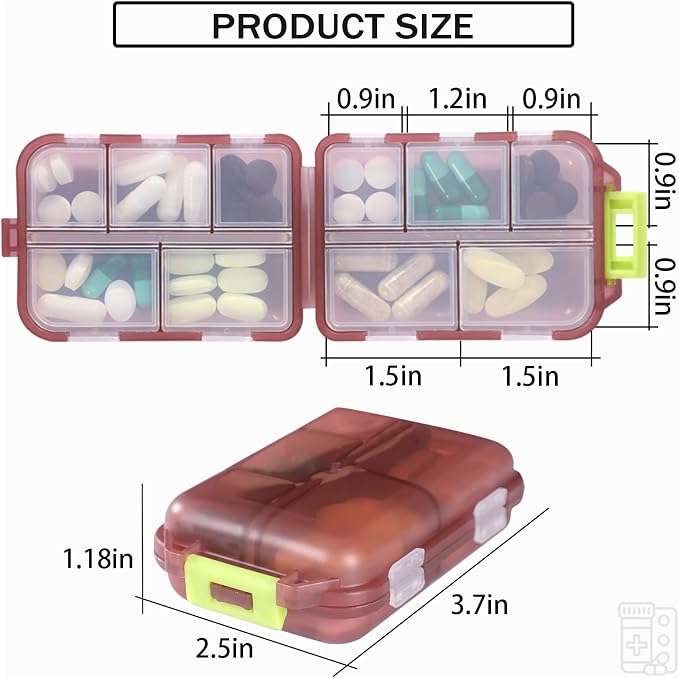 4PCS Travel Pill Organizer Portable Pocket Pill Case Small Pill Box for Purse Medicine Organizer Have 10 Compartments Storage Vitamin Fish Oil by INVODA (4 Pack+Lables)