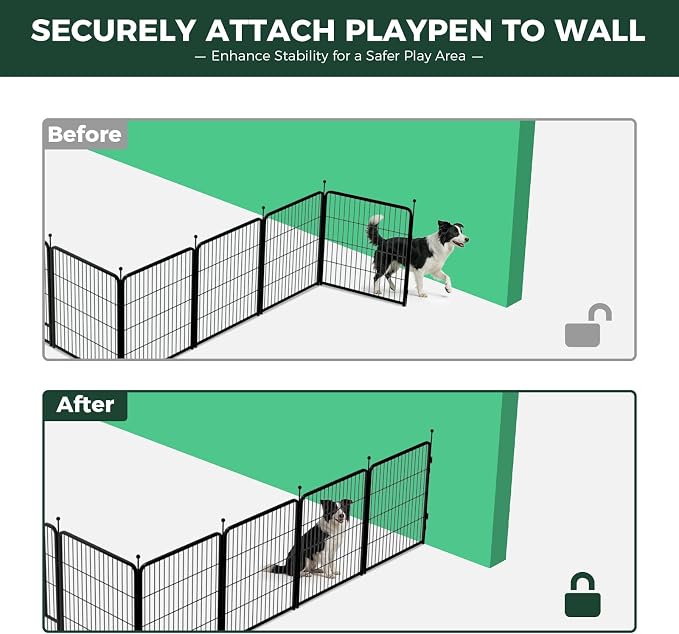 FXW Rollick Dog Playpen with Fence-to-Wall Anchors, 32" H, 16 Panels | Heavy-Duty & Easy setup Play Area, Flexible Boundaries, Indoor & Yard, For Small & Medium Dogs, Patented