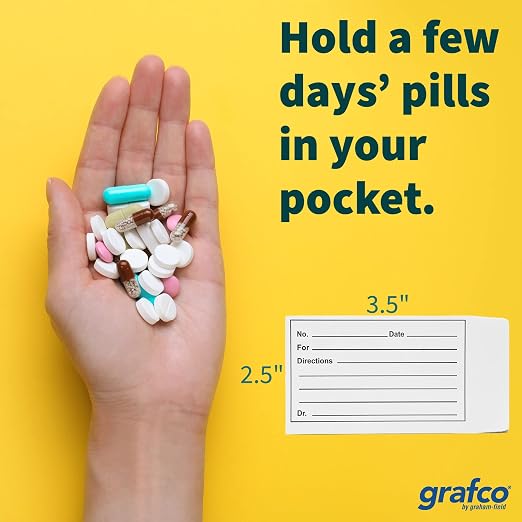 Grafco Paper Pill Bags – Small Medicine & Vitamin Organizer Pouches, 2.5 x 3.5” (1,000 Count)