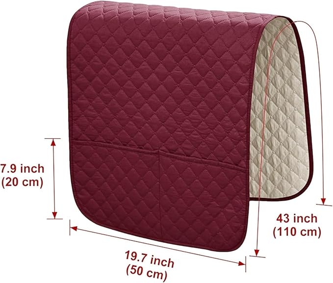 Armrest Covers Arm for Chairs Couch Sofa Armchair Slipcovers Recliner Organizer Non-Slip Chair Bedside Storage Caddy Holder 2 Pockets Magazines Waterproof(Dark Red)