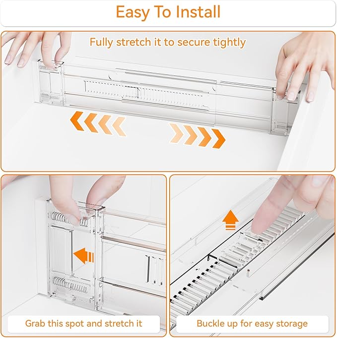8 Pack Clear Expandable Deep Drawer Separators From 15 to 21'' - 3.2 Inch Tall Acrylic Drawer Dividers for Clothes,Dresser Drawer Dividers for Dresser,Baby Nursery,Clothing,Sock or Underwear