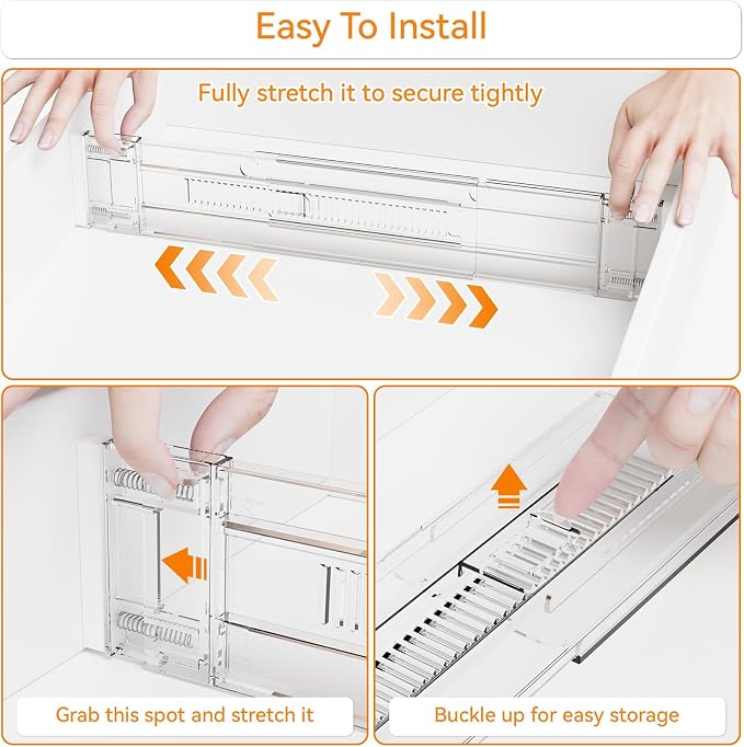 4 Pack 3.2 Inch Shallow Acrylic Drawer Dividers for Clothes,Expandable Deep Dresser Dividers From 15 to 21'',Adjustable Drawer Separators for Dresser,Nursery and Baby Clothing,Sock,Underwear