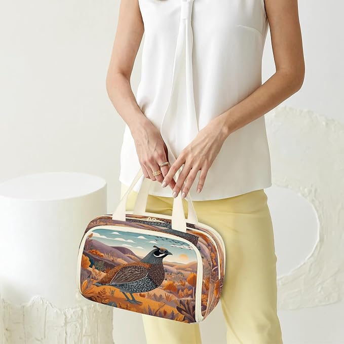Grouse Travel Toiletry Bag for Women | Bird Wild Animal Lightweight Waterproof Makeup Cosmetic Bag Large Tote Organizer for Traveling, Toiletries, Accessories