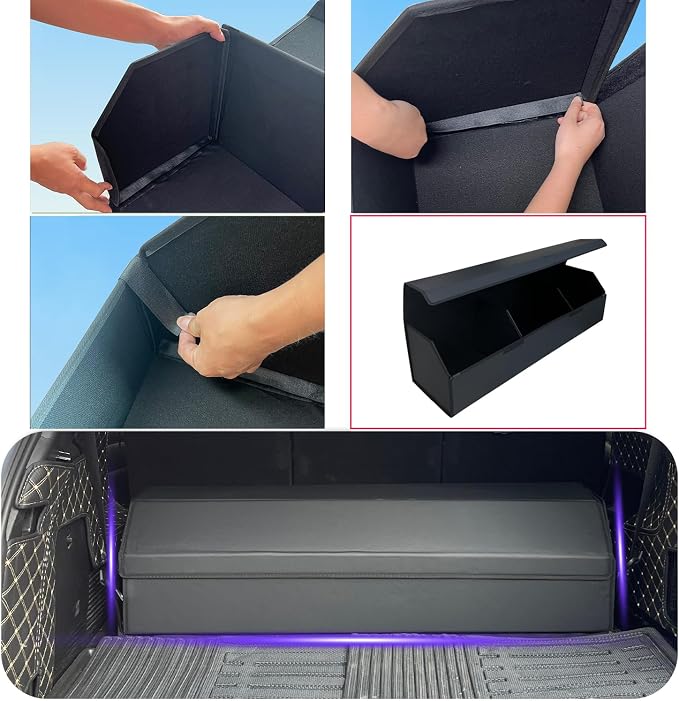 Car Trunk Organizer for For Lincoln MKZ - Custom Fit,Easy Installation，Large Space Outdoor Trunk Organizer with Leather,Hook and Loop Fastener,4-Layer Cover,For Lincoln MKZ 2013-2020